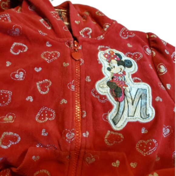 Disney Girls' Minie Mouse Velvet Valentine Hoodie Jacket with Get One Free -SZ 6 - Picture 6 of 7